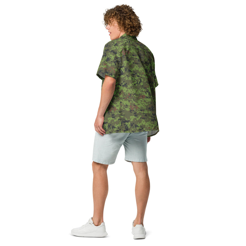 Digital Baltic Woodland CAMO Unisex Short-Sleeve Button Shirt - Button-Up
