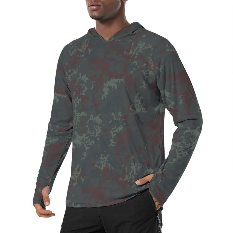 Expeditionary Assault CAMO Mens Sunscreen Sports Hoodie With Thumb Holes - S / White