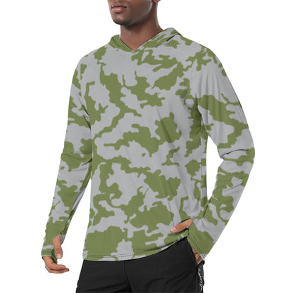 Fallout 3 Operation Anchorage Snow CAMO Mens Sunscreen Sports Hoodie With Thumb Holes - S / White - Hoodies
