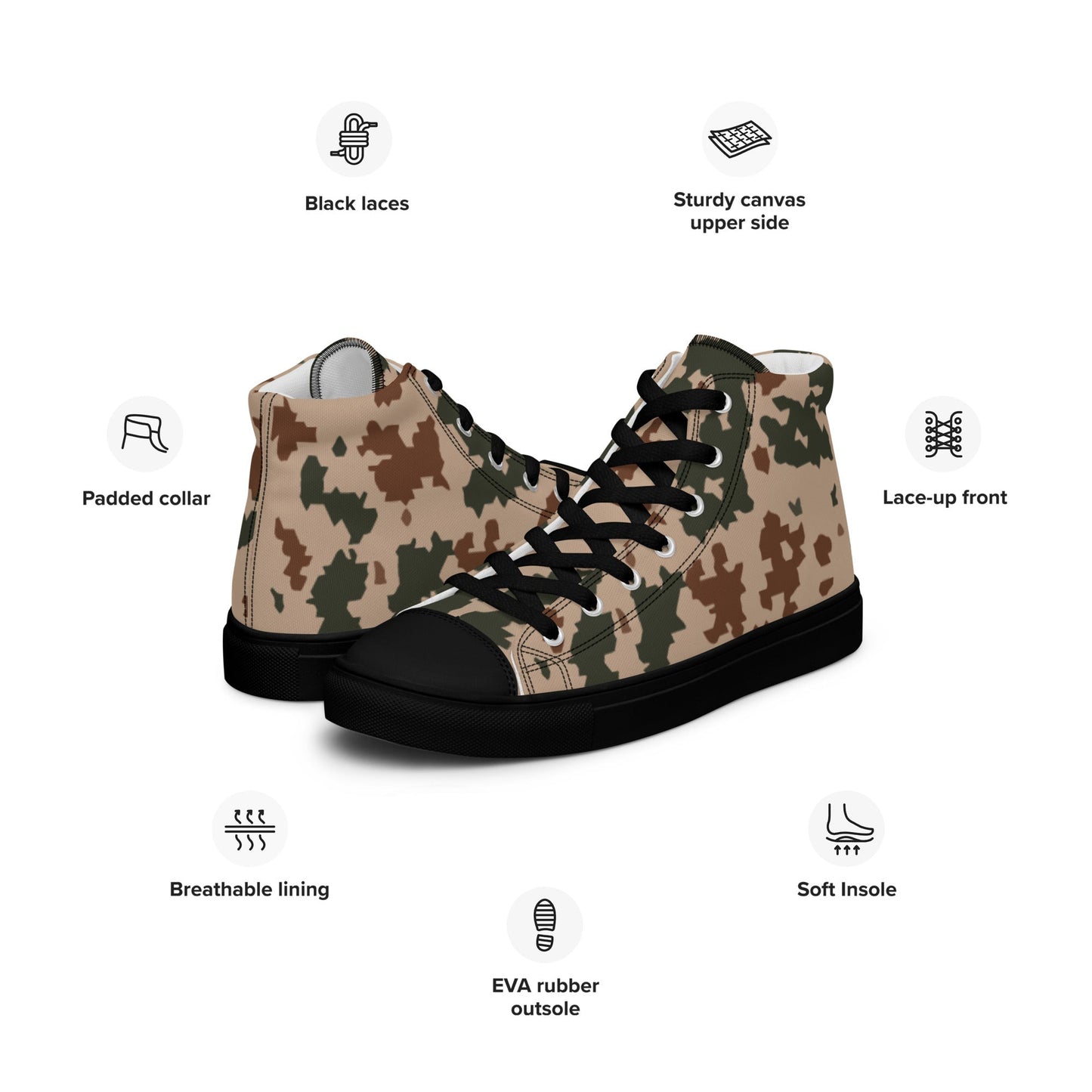 Finnish Hellepuku Desert CAMO Mens high top canvas shoes High Top Canvas Shoes
