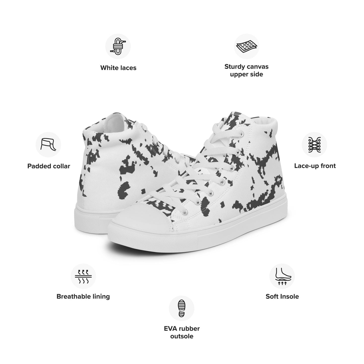 Finnish Lumikuvio Snow CAMO Mens high top canvas shoes - High Top Canvas Shoes