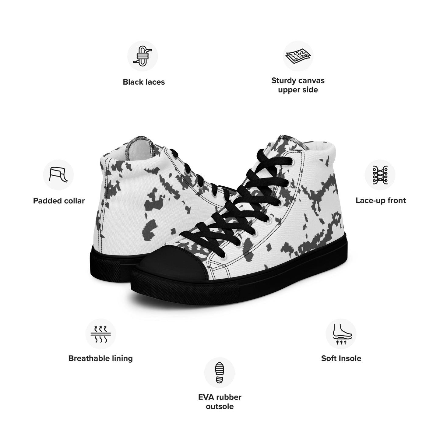 Finnish Lumikuvio Snow CAMO Mens high top canvas shoes - High Top Canvas Shoes