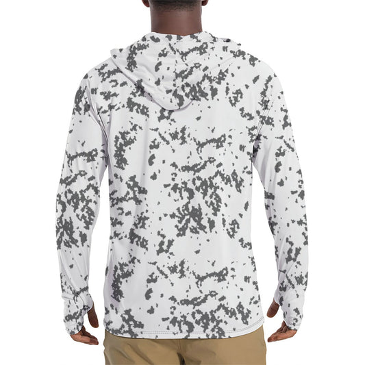 Finnish Lumikuvio Snow CAMO Mens Sunscreen Sports Hoodie With Thumb Holes - Hoodies