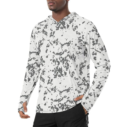 Finnish Lumikuvio Snow CAMO Mens Sunscreen Sports Hoodie With Thumb Holes - S / White - Hoodies