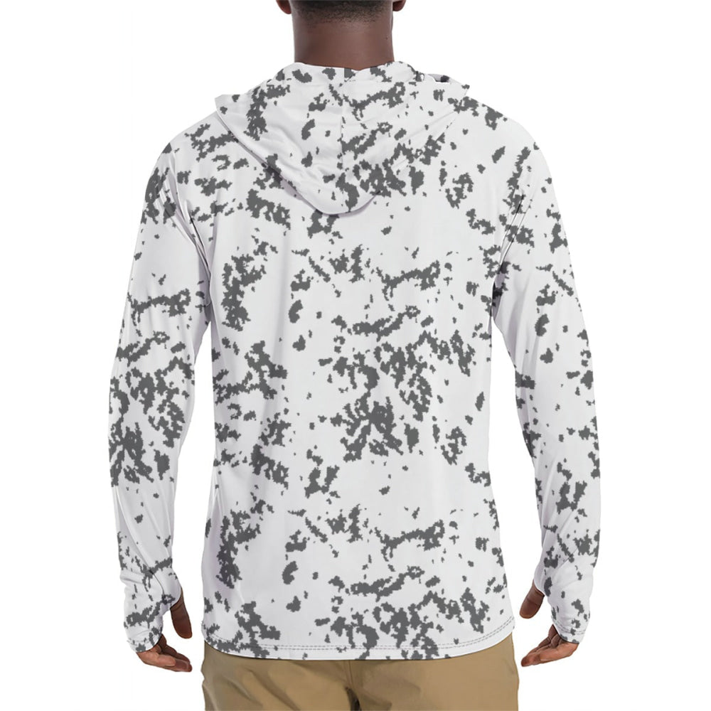 Finnish M05 Lumikuvio Snow CAMO Men’s Sunscreen Sports Hoodie With Thumb Holes - Mens