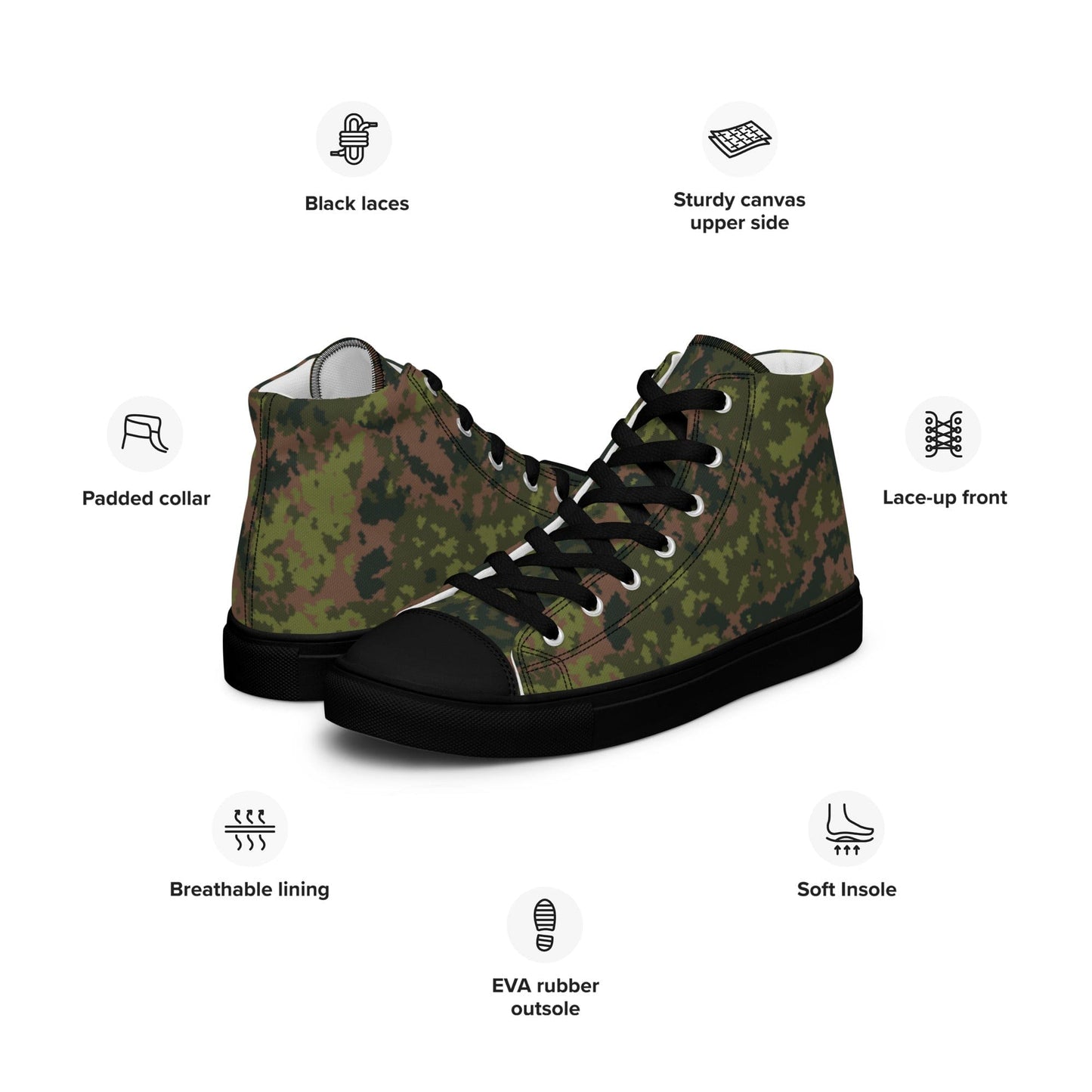 Finnish M05 Maastokuvio CAMO Men’s high top canvas shoes - Mens High Top Canvas Shoes