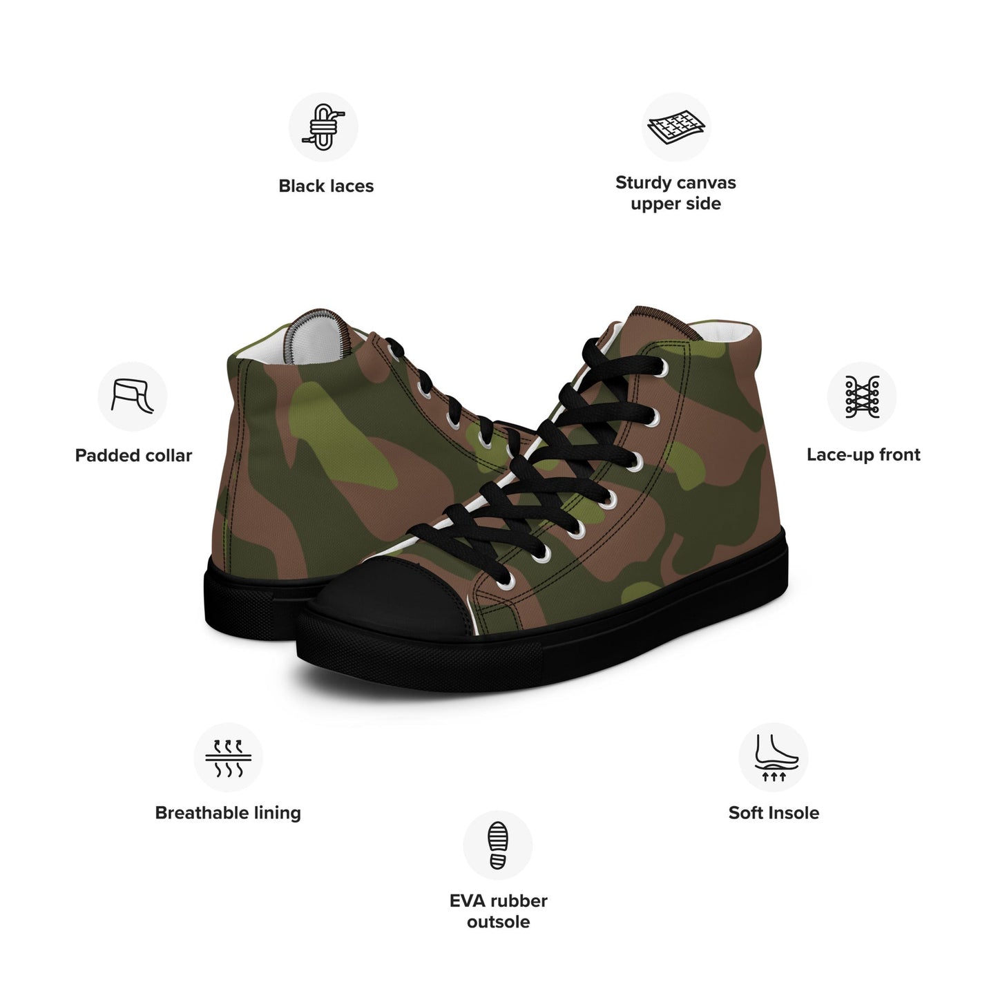 Finnish M91 CAMO Mens high top canvas shoes - High Top Canvas Shoes