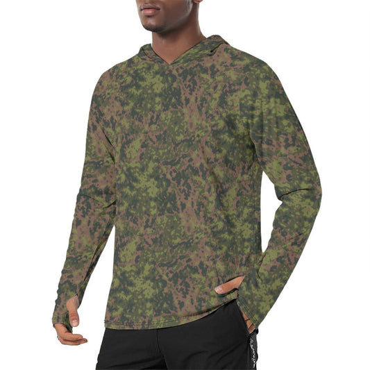Finnish Maastokuvio CAMO Mens Sunscreen Sports Hoodie With Thumb Holes
