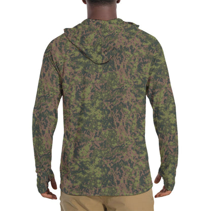 Finnish Maastokuvio CAMO Mens Sunscreen Sports Hoodie With Thumb Holes - S / White