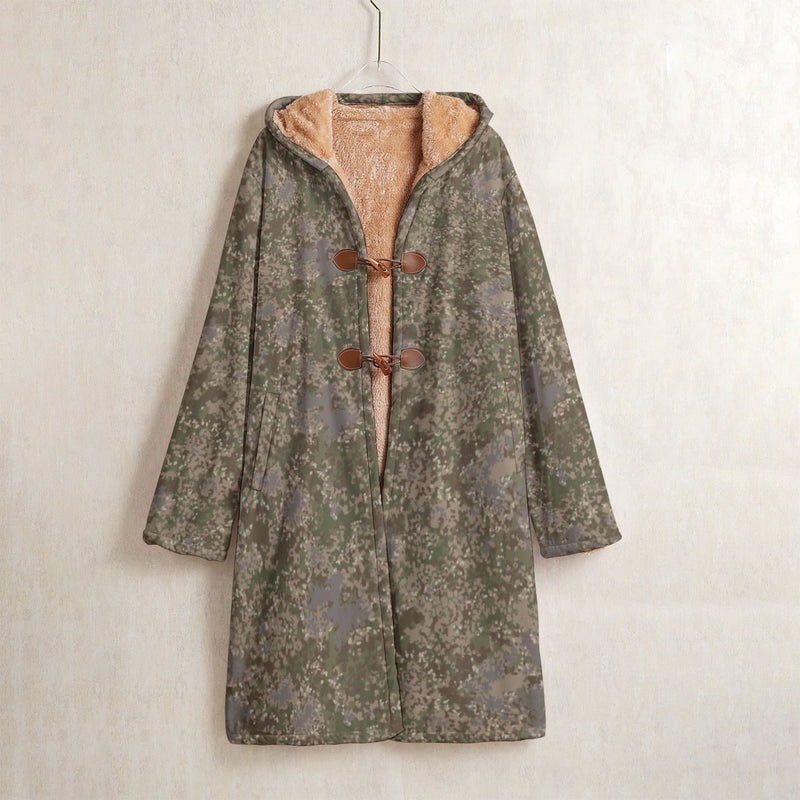 Flecktarn Multitarn Shadow CAMO Men’s Horn Button Long Fleece Coat - S / White - Jacket