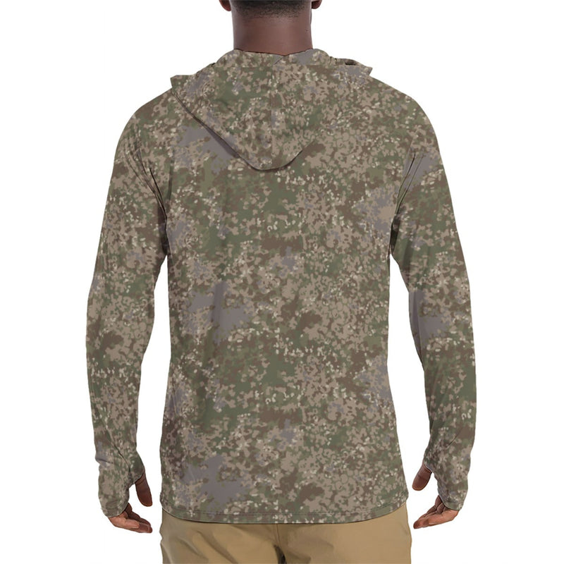 Flecktarn Multitarn Shadow CAMO Mens Sunscreen Sports Hoodie With Thumb Holes