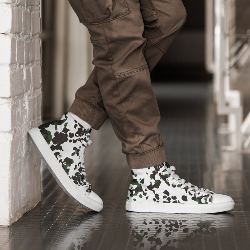 Flecktarn Scandinavian Snow CAMO Mens High-Top Canvas Shoes - White / 5