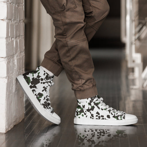 Flecktarn Scandinavian Snow CAMO Mens High-Top Canvas Shoes - White / 5