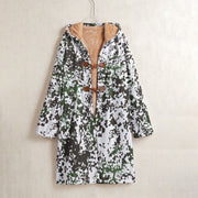 Flecktarn Scandinavian Snow CAMO Men’s Horn Button Long Fleece Coat - S / White - Jacket