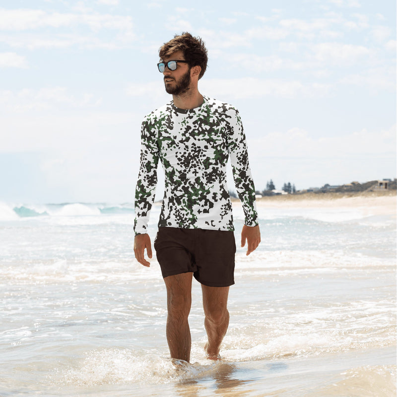 Flecktarn Scandinavian Snow CAMO Mens Long-Sleeve Rash Guard - XS - LS