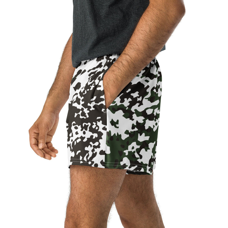 Flecktarn Scandinavian Snow CAMO Unisex Athletic Shorts - XS
