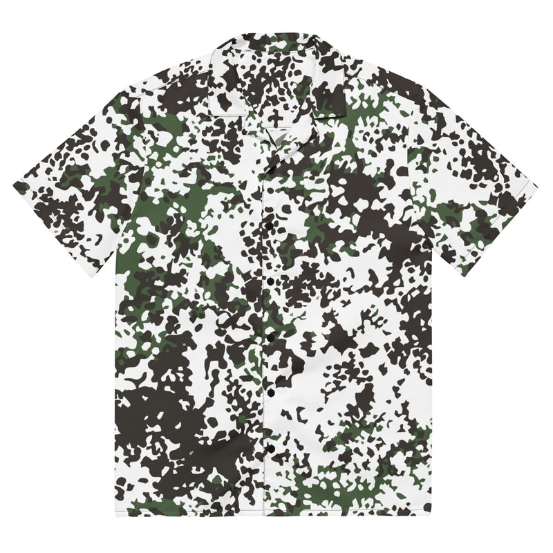 Flecktarn Scandinavian Snow CAMO Unisex Short-Sleeve Button Shirt - 2XS - Button-Up