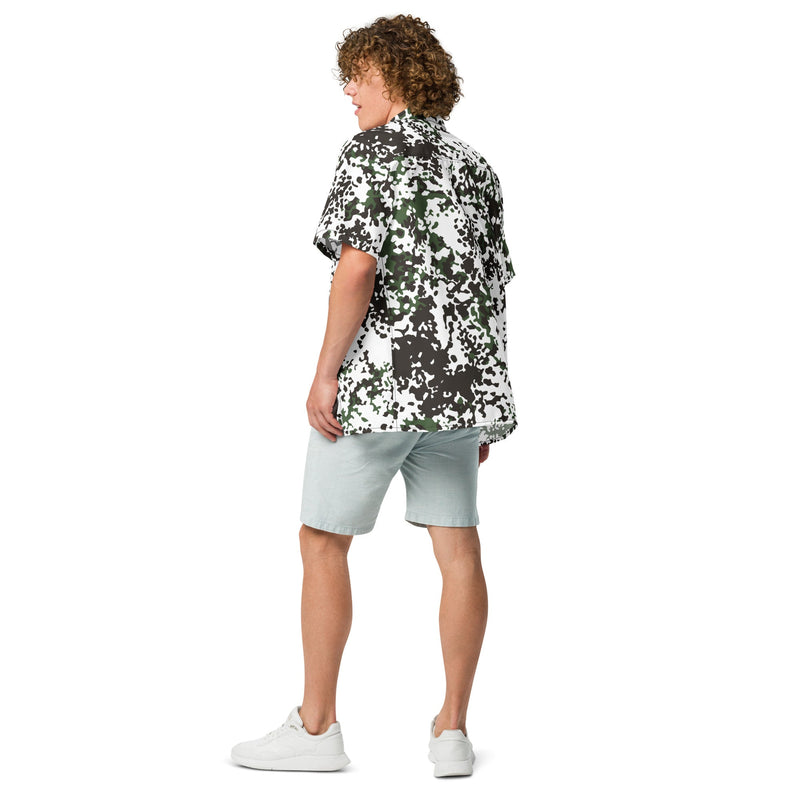 Flecktarn Scandinavian Snow CAMO Unisex Short-Sleeve Button Shirt - Button-Up