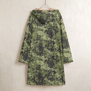 Flecktarn Scandinavian Woodland CAMO Men’s Horn Button Long Fleece Coat - Jacket