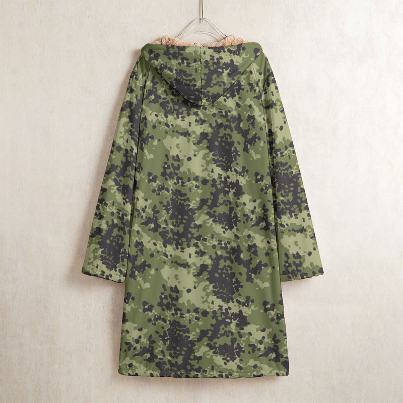 Flecktarn Scandinavian Woodland CAMO Men’s Horn Button Long Fleece Coat - Jacket