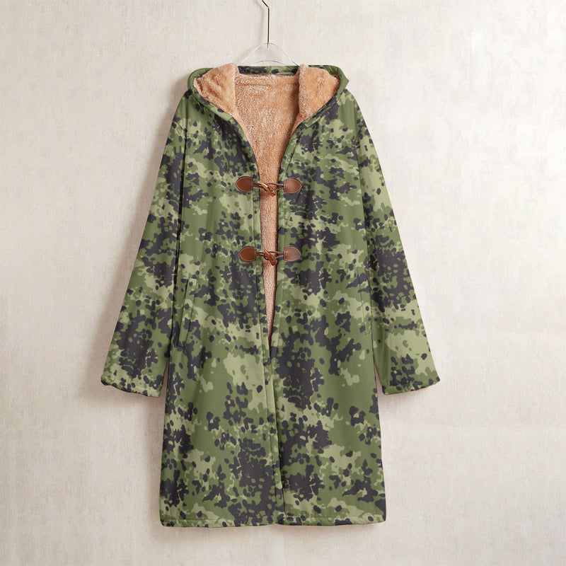 Flecktarn Scandinavian Woodland CAMO Men’s Horn Button Long Fleece Coat - S / White - Jacket