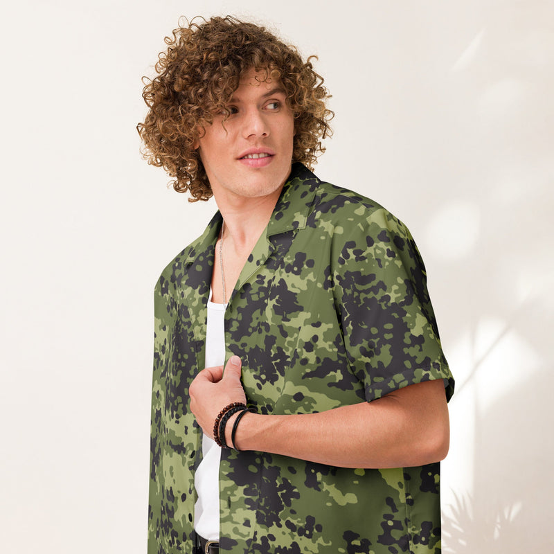 Flecktarn Scandinavian Woodland CAMO Unisex Short-Sleeve Button Shirt - Button-Up