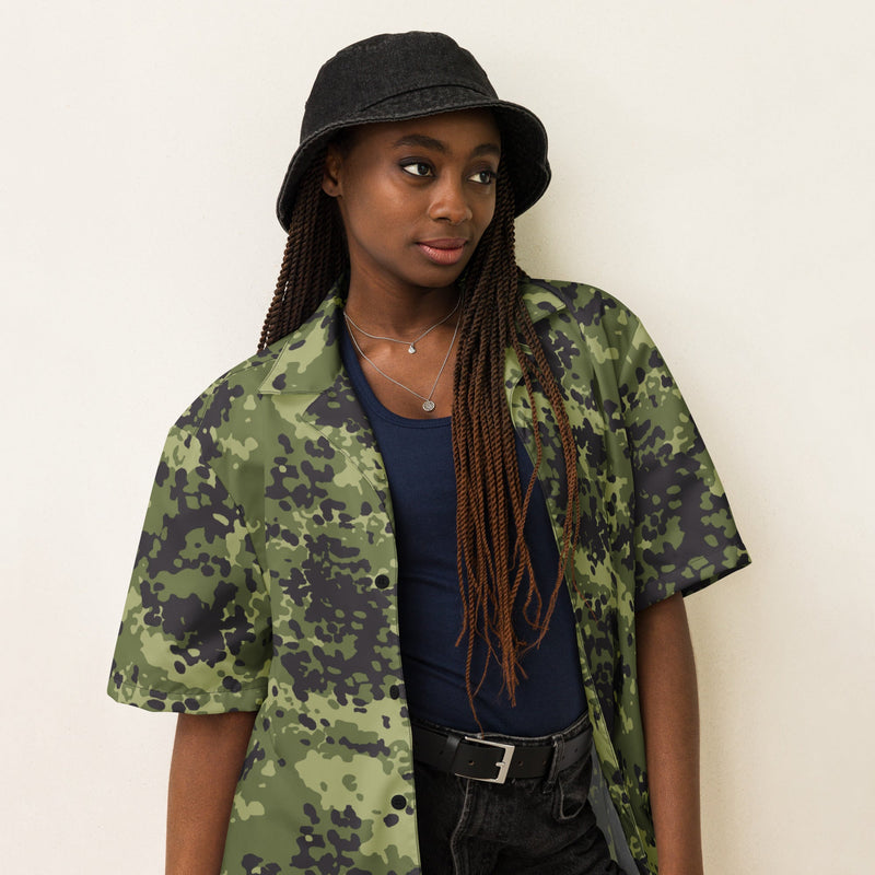 Flecktarn Scandinavian Woodland CAMO Unisex Short-Sleeve Button Shirt - Button-Up