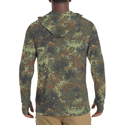 Flecktarn Spring CAMO Mens Sunscreen Sports Hoodie With Thumb Holes - Hoodies