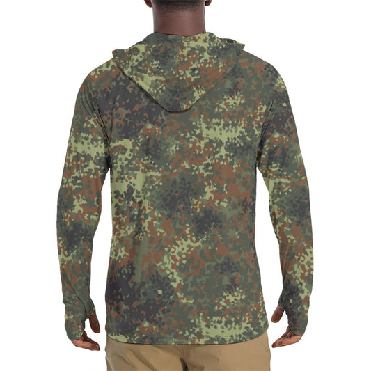 Flecktarn Spring CAMO Mens Sunscreen Sports Hoodie With Thumb Holes - Hoodies
