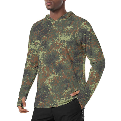 Flecktarn Spring CAMO Mens Sunscreen Sports Hoodie With Thumb Holes - S / White - Hoodies