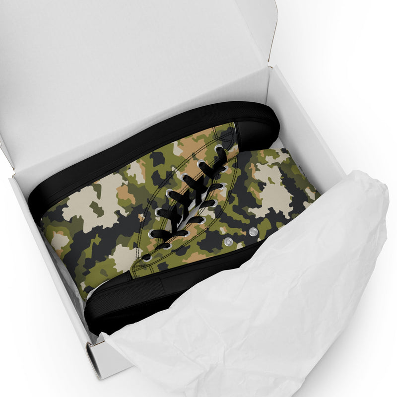 Fractal Lichenwood CAMO Mens High-Top Canvas Shoes