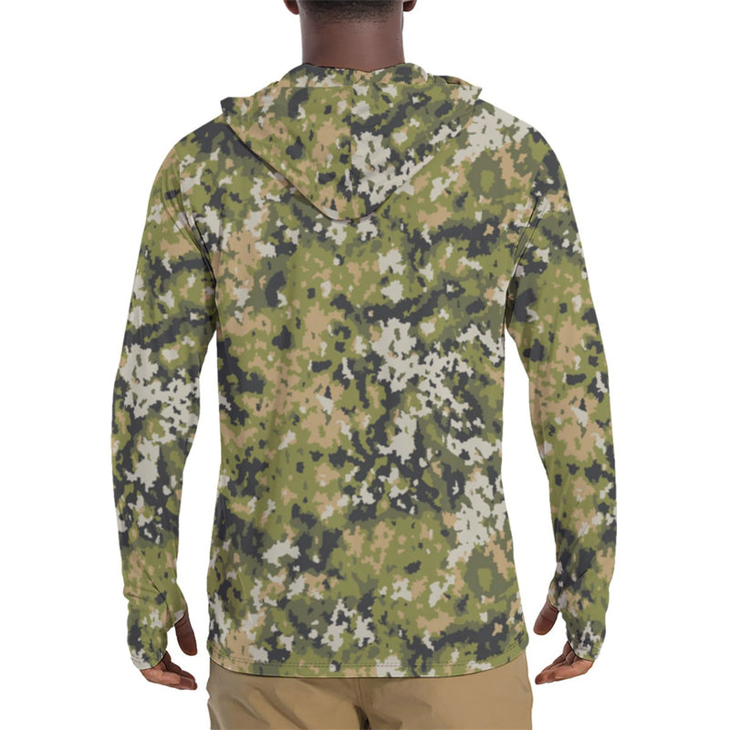 Fractal Lichenwood CAMO Mens Sunscreen Sports Hoodie With Thumb Holes
