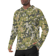 Fractal Lichenwood CAMO Mens Sunscreen Sports Hoodie With Thumb Holes - S / White