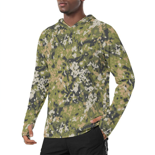 Fractal Lichenwood CAMO Mens Sunscreen Sports Hoodie With Thumb Holes - S / White