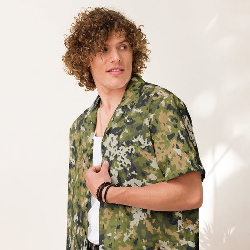 Fractal Lichenwood CAMO Unisex Short-Sleeve Button Shirt - 2XS - Button-Up