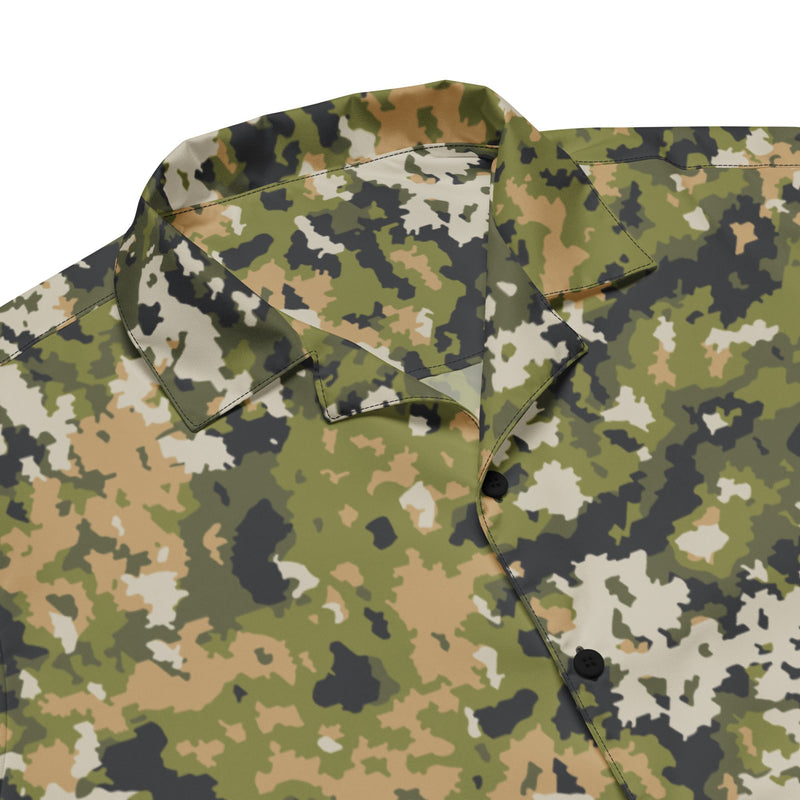 Fractal Lichenwood CAMO Unisex Short-Sleeve Button Shirt - Button-Up