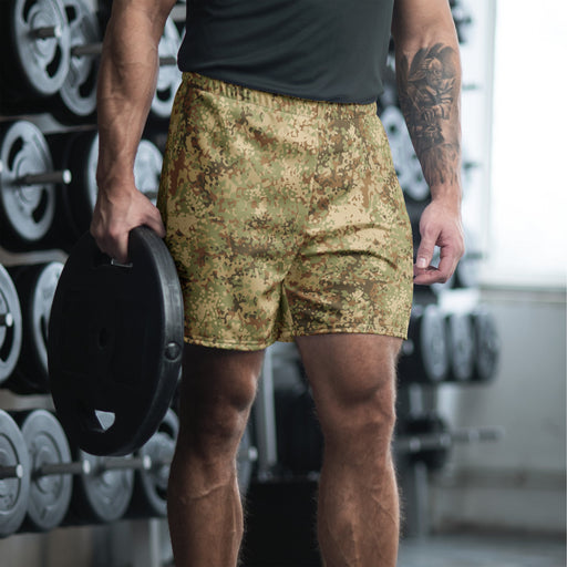 Fractal Mosaic Arid CAMO Unisex Athletic Long Shorts - XS