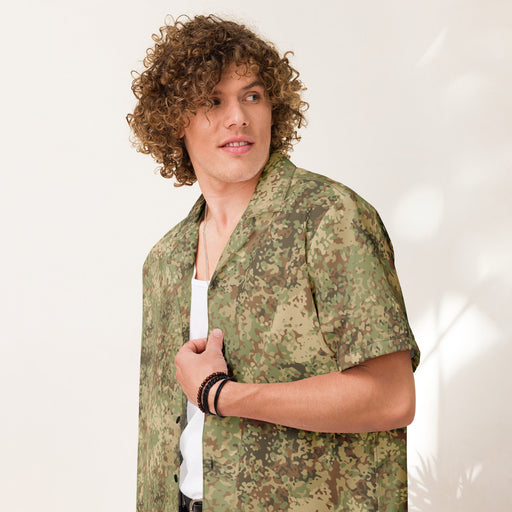 Fractal Mosaic Arid CAMO Unisex Short-Sleeve Button Shirt - 2XS - Button-Up