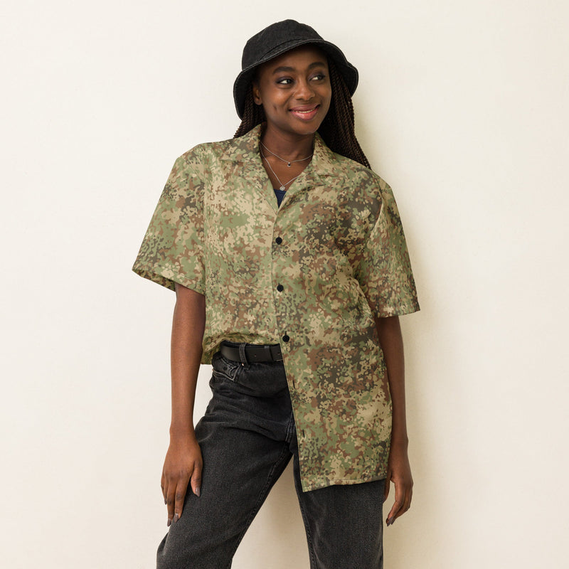 Fractal Mosaic Arid CAMO Unisex Short-Sleeve Button Shirt - Button-Up