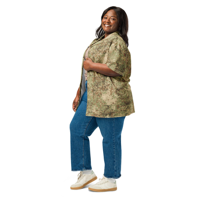 Fractal Mosaic Arid CAMO Unisex Short-Sleeve Button Shirt - Button-Up