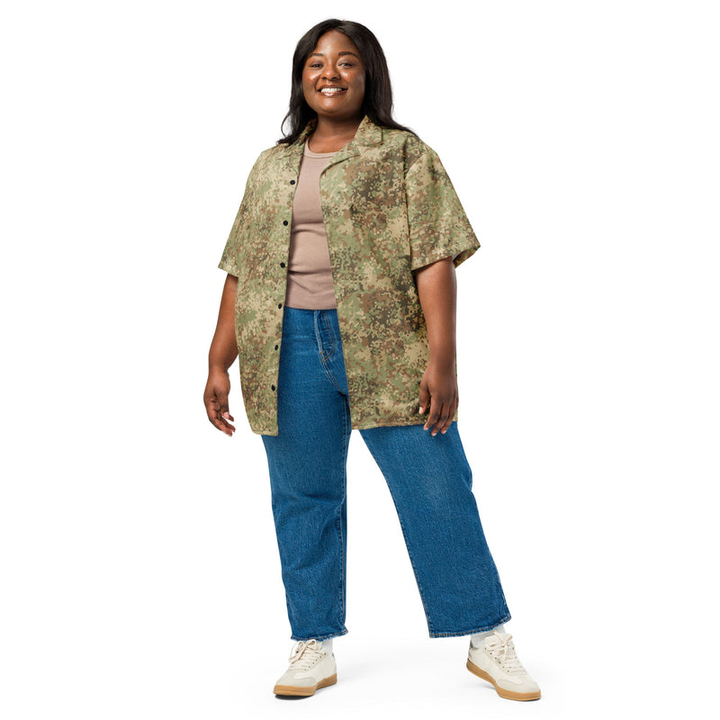Fractal Mosaic Arid CAMO Unisex Short-Sleeve Button Shirt - Button-Up