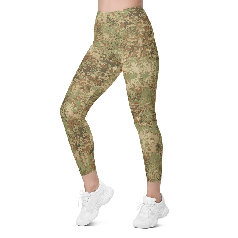 Fractal Mosaic Arid CAMO Womens Leggings with Pockets - Women