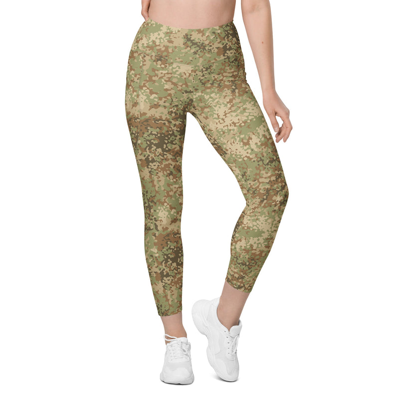 Fractal Mosaic Arid CAMO Womens Leggings with Pockets - Women