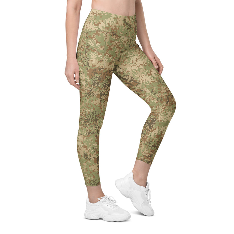 Fractal Mosaic Arid CAMO Womens Leggings with Pockets - 2XS - Women