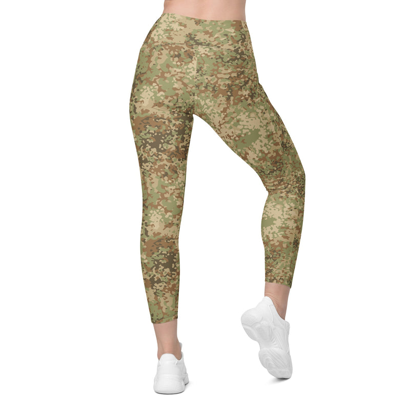 Fractal Mosaic Arid CAMO Womens Leggings with Pockets - Women