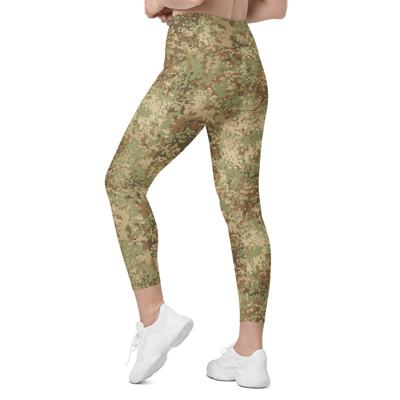 Fractal Mosaic Arid CAMO Womens Leggings with Pockets - Women