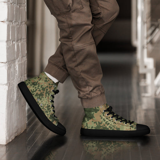 Fractal Mosaic Multi-Terrain CAMO Mens High-Top Canvas Shoes - Black / 5