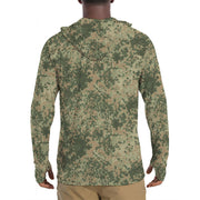 Fractal Mosaic Multi-Terrain CAMO Mens Sunscreen Sports Hoodie With Thumb Holes