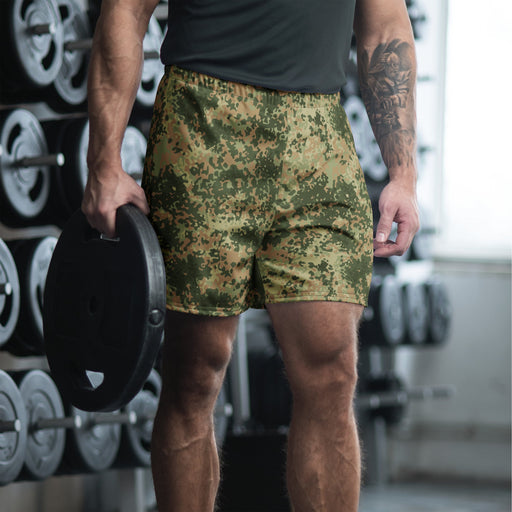 Fractal Mosaic Multi-Terrain CAMO Unisex Athletic Long Shorts - XS