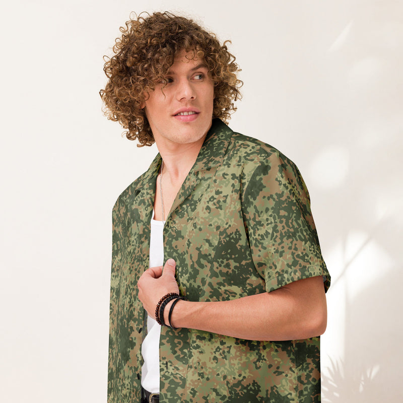 Fractal Mosaic Multi-Terrain CAMO Unisex Short-Sleeve Button Shirt - 2XS - Button-Up